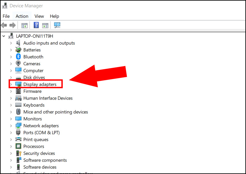 Vào Device Manager > Display adapters